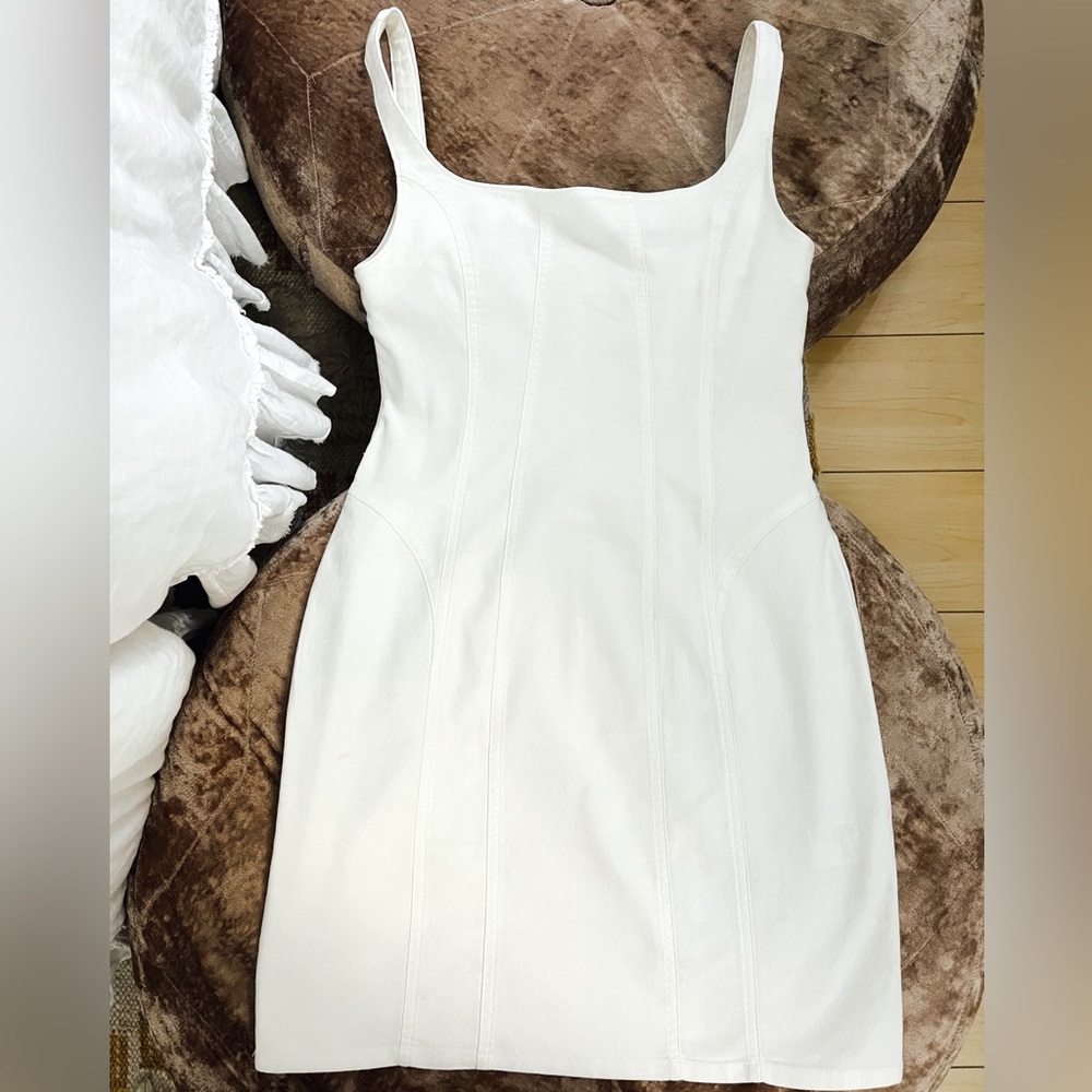 Oak + Fort white denim mini dress